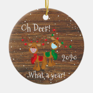 Oh Hirsch, was für ein Jahr Weihnachten Pandemie 2 Keramik Ornament