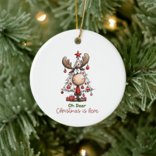 Oh Hirsch Weihnachten ist da Süßer Rentier Weihnac Keramik Ornament