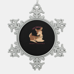 Oh Hirsch Weihnachten Modernes Design  Schneeflocken Zinn-Ornament