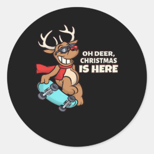 Oh Hirsch Weihnachtsfeier Urlaubsdesign Runder Aufkleber