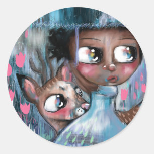 Oh! Hirsche, es regnet Runder Aufkleber