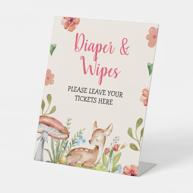 Oh, Hirsche Party Dekorationen Windeldrehung Sockelschild (Vorderseite)