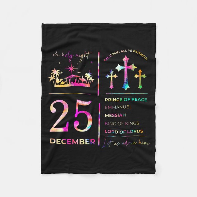 Oh Holy Night 25 December Christmas Christian Nati Fleecedecke (Vorderseite)