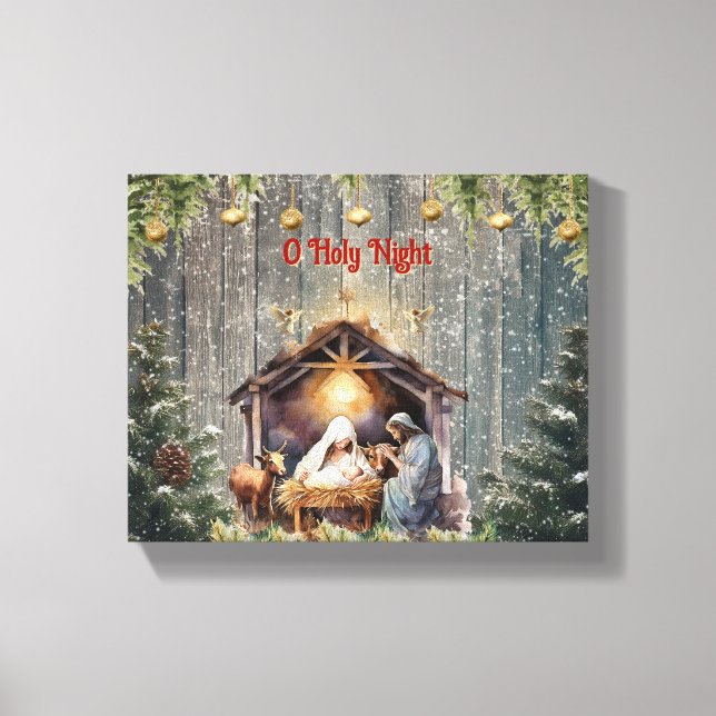 Oh Holy Night: A Timeless Nativity Scene Canvas Pr Leinwanddruck (Vorderseite)