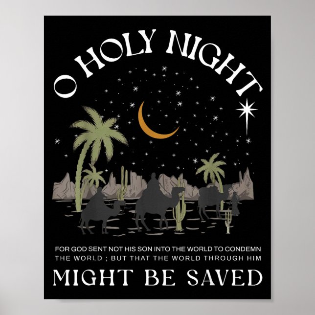 Oh Holy Night Jesus Nativity Scene Religious Merry Poster (Vorne)