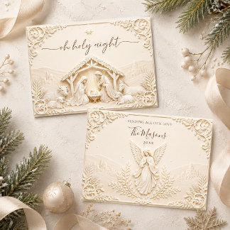 Oh Holy Night Nativity Scene Christmas Card Einladung