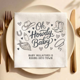 Oh Howdy Baby Cowboy Baby Shower Servietten | West