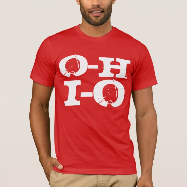 OH-Input/Output Ohio, lustiger cooler roter und T-Shirt (Vorderseite)