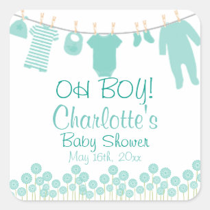 OH JA! Baby Clothesline Baby Dusche Quadratischer Aufkleber