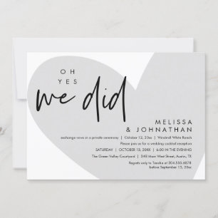 Oh ja, das taten wir, Hochzeitsempfang Dinner Danc Einladung