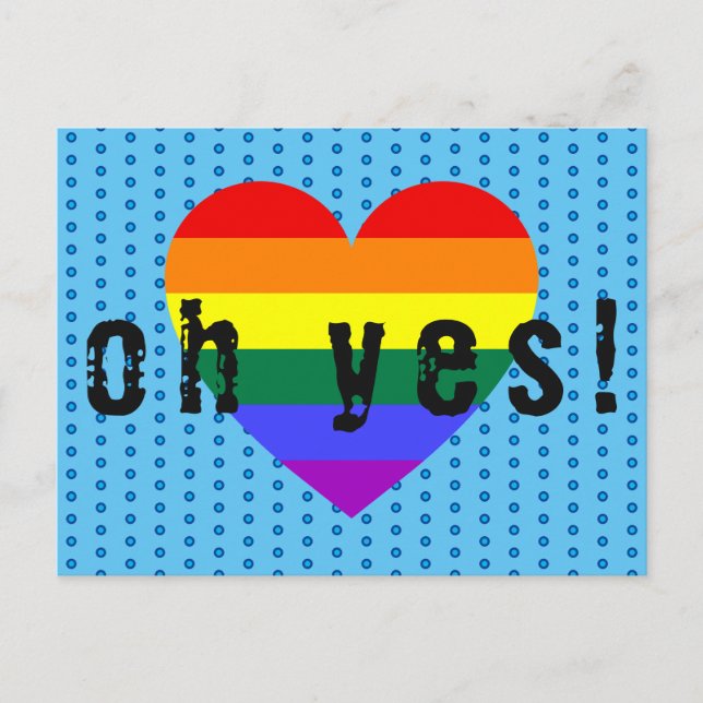 Oh ja LGBT Pride Rainbow Heart Postkarte (Vorderseite)