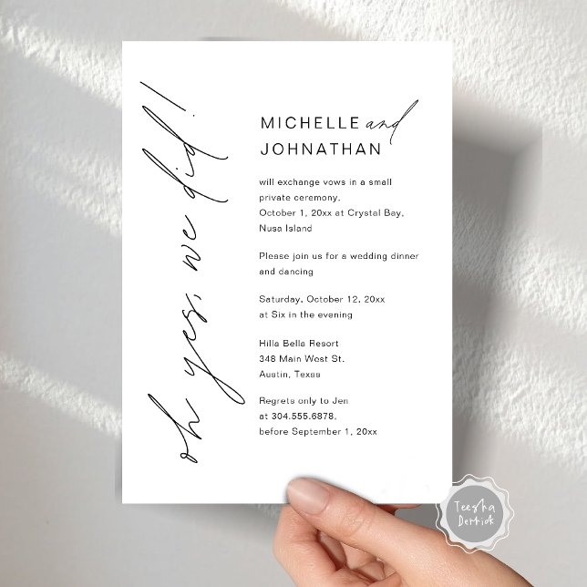 Oh ja, wir haben das getan, Hochzeitsfeier-Abendes Einladung (Oh Yes, We Did, Wedding Elopement Dinner Party Celebration Invitation Card, Digital template.)