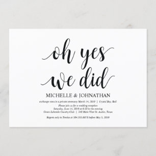oh ja, wir haben es getan, Hochzeit Elopement-Einl Einladung