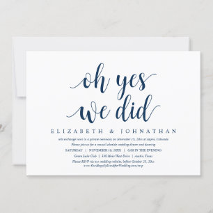 Oh ja, wir haben es getan, Hochzeitsflitterwochen- Einladung