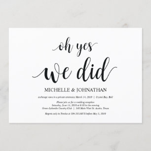Oh ja, wir taten es, Einladungskarten für Hochzeit