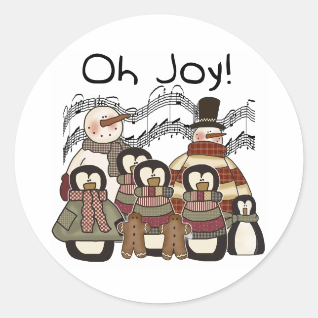 Oh Joy Christmas Penguins Snowmen Runder Aufkleber (Vorderseite)