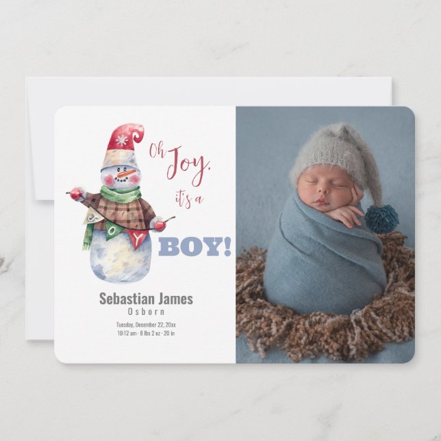 Oh Joy Foto Baby Boy Geburtsankündigung Ankündigung (Vorderseite)