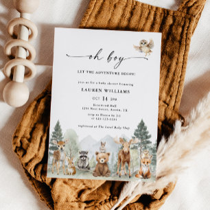 Oh Junge Aquarell Wald Bär Baby Shower Einladung