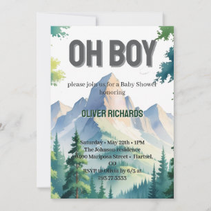 Oh Junge Aquarell Wald Berg Baby Shower  Einladung