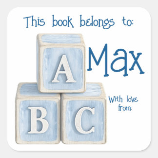 Oh, Junge Baby bringt ein Buch anstelle von Karten Quadratischer Aufkleber