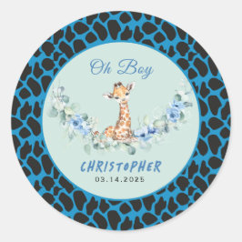 Oh Junge! Baby Giraffe Baby Dusche Runder Aufkleber