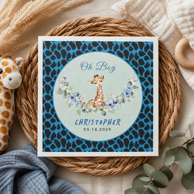 Oh Junge! Baby Giraffe Baby Dusche Serviette (Oh Boy! Baby Giraffe Baby Shower Napkins)