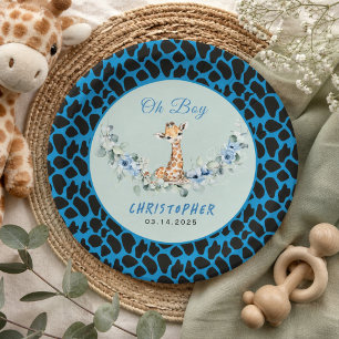 Oh Junge! Baby-Giraffe-Baby-Shower Pappteller
