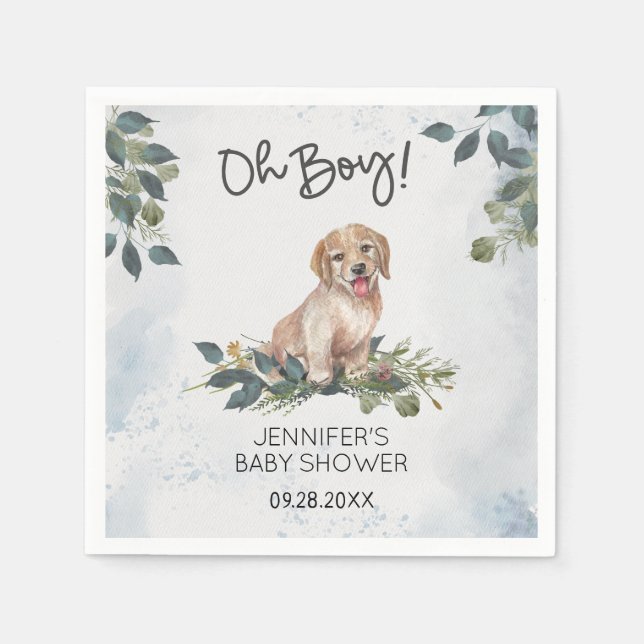 Oh Junge! Baby Shower Labrador Puppy Serviette (Vorderseite)