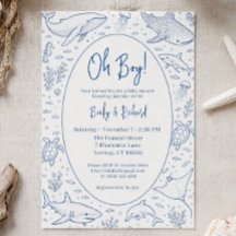 Oh Junge Baby Shower Ozean Tier Minimalistisch Mar