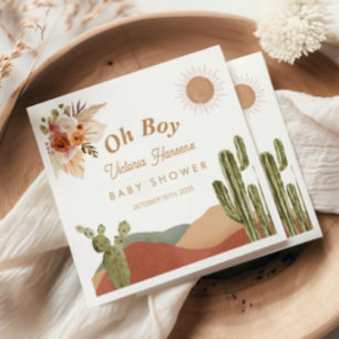 Oh Junge Baby Shower Südwestlicher Kaktus Wüste Serviette