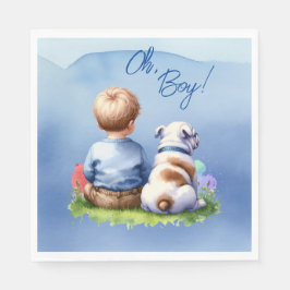 Oh, Junge! Baby- und Bulldog-Babydusche Serviette