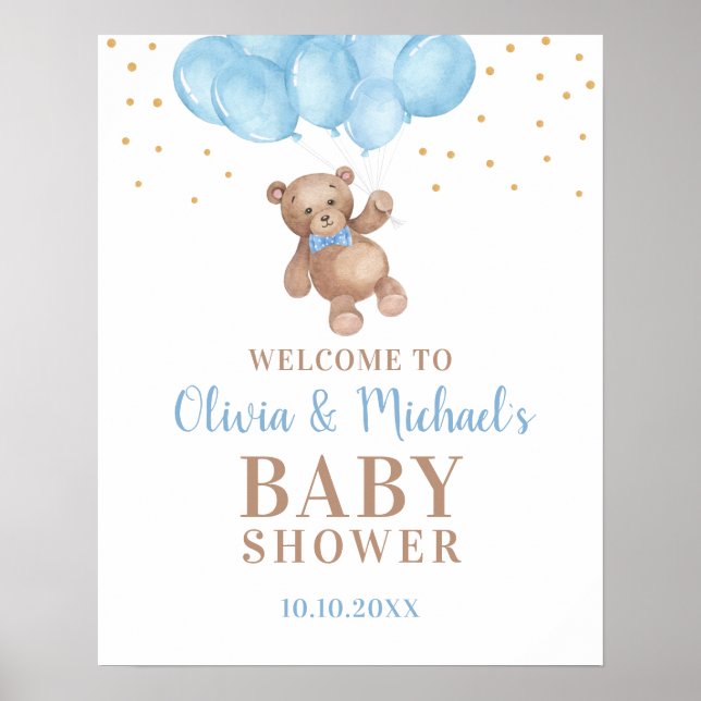 Oh, Junge Babydusche Party Begrüßungspposter Poster (Vorne)