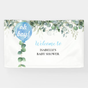 Oh Junge Ballon Grüne Eukalyptus Babydusche Banner