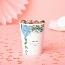 Oh Junge Ballon Grüne Eukalyptus Babydusche Pappbecher