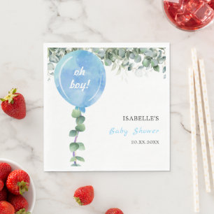 Oh Junge Ballon Grünzeug Eukalyptus Baby Shower Serviette