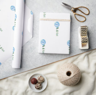 Oh Junge Ballon Grünzeug Eukalyptus Babyparty Geschenkpapier