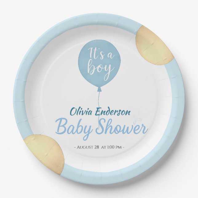 Oh, Junge! Balloon Baby ist fällig Pappteller (Vorderseite)