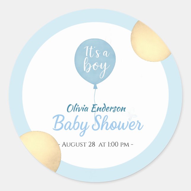 Oh, Junge! Balloon Baby ist fällig Runder Aufkleber (Vorderseite)