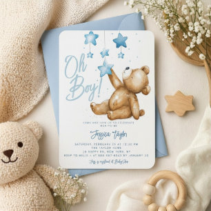 Oh Junge Bär Stern Mobile Aquarell Junge Babyparty Einladung