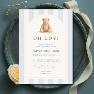 Oh Junge Blau Teddybär Baby Shower Einladung