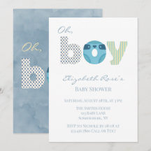 Oh Junge Blaue Aquarell-Windel-Baby-Party