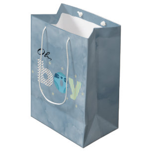 Oh Junge Blaue Aquarell-Windel-Baby-Party Mittlere Geschenktüte