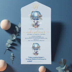 Oh Junge blaue Aquarellendusche All In One Einladung