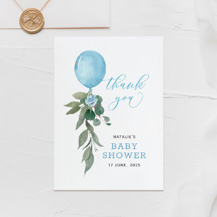 Oh Junge Blaue Ballon Grünzeug Babyparty Dankeskarte