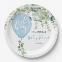 Oh Junge blaue Ballon Junge Babydusche Grün