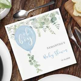 Oh Junge blaue Ballon Junge Babydusche Grün Serviette