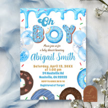 Oh Junge Blaue Donut-Baby-Party-Einladung