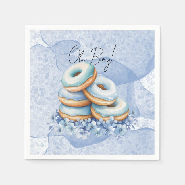 Oh Junge Blaue Donuts Baby Shower Serviette (Vorderseite)
