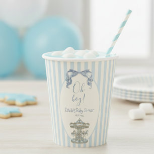 Oh Junge Blaue Schleife Karussell Junge Baby-Party Pappbecher