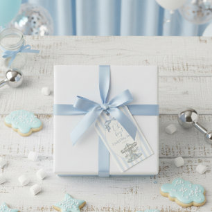 Oh Junge Blaue Schleife Karussell Streifen Baby Sh Geschenkanhänger